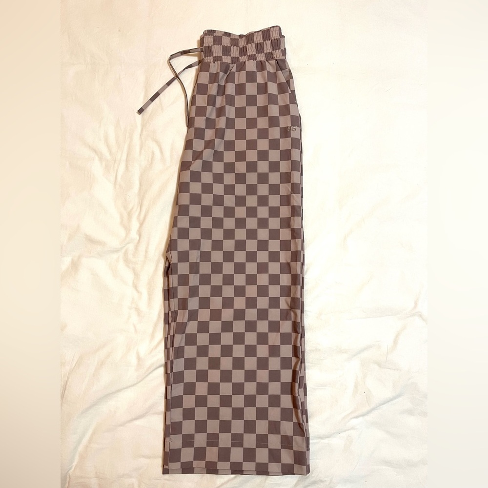 Albion Checkered Wide Leg Pants - Brown and Tan